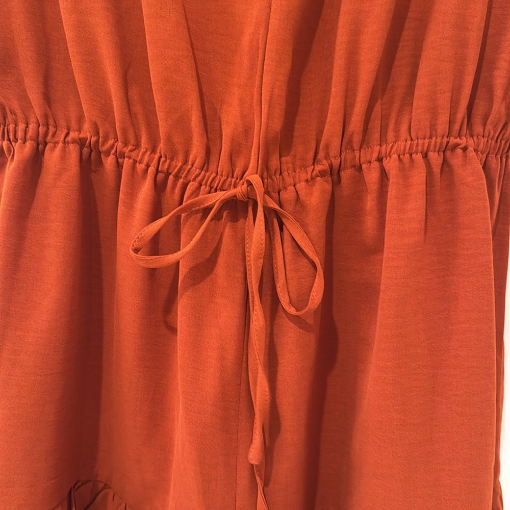 Rust Orange Ruffle Sleeve Romper - Picture 3 of 3
